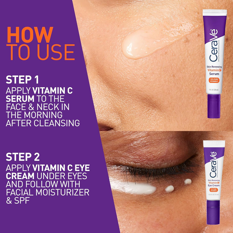 CeraVe Vitamin C Serum & Vitamin C Eye Cream Skin Care Set