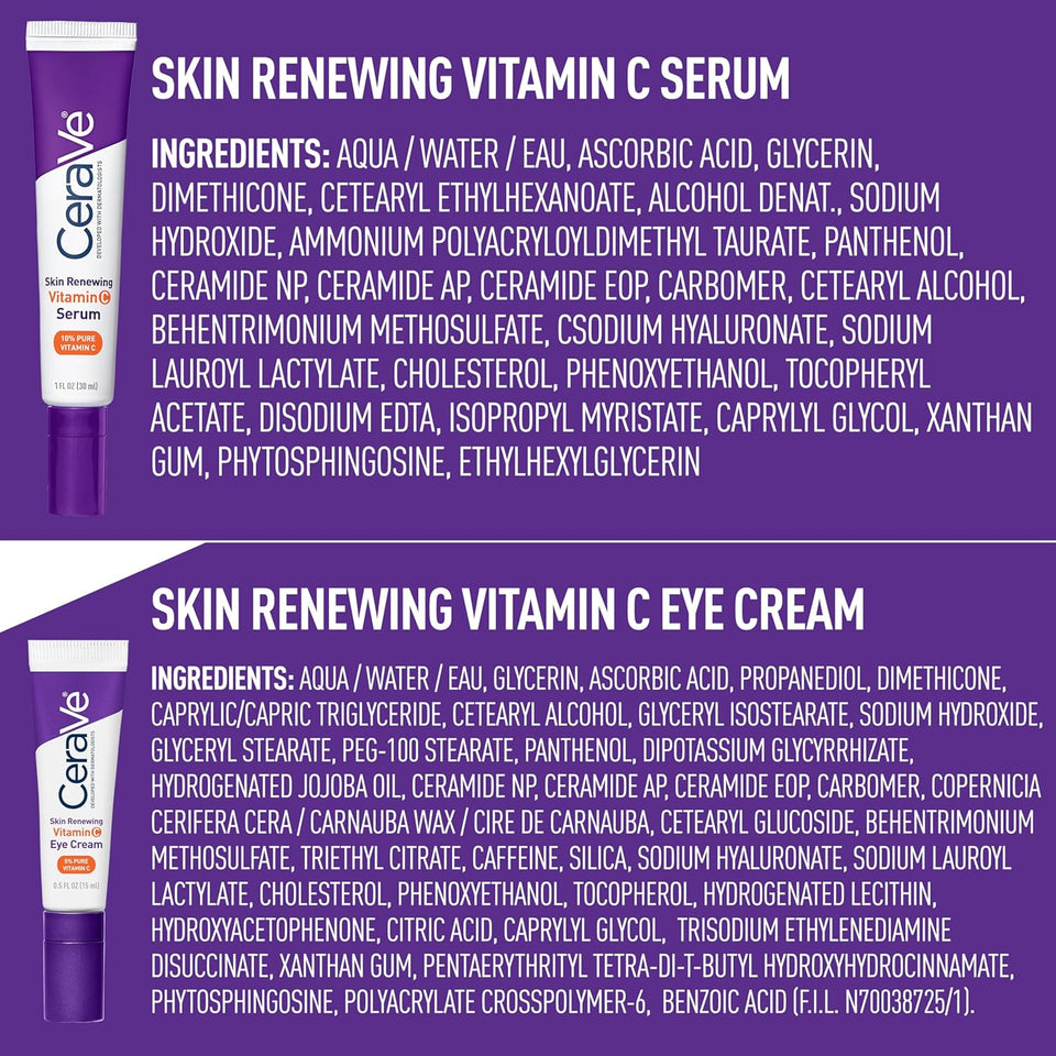 CeraVe Vitamin C Serum & Vitamin C Eye Cream Skin Care Set